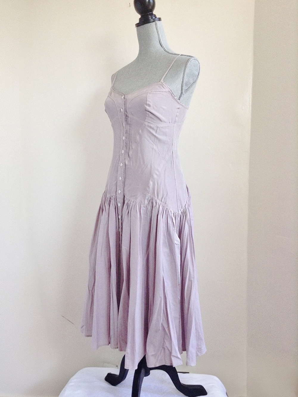 Armani Exchange Archival Lavender Silk Cotton Midi Dress 4 Wedding Guest Summer - Picture 7 of 12